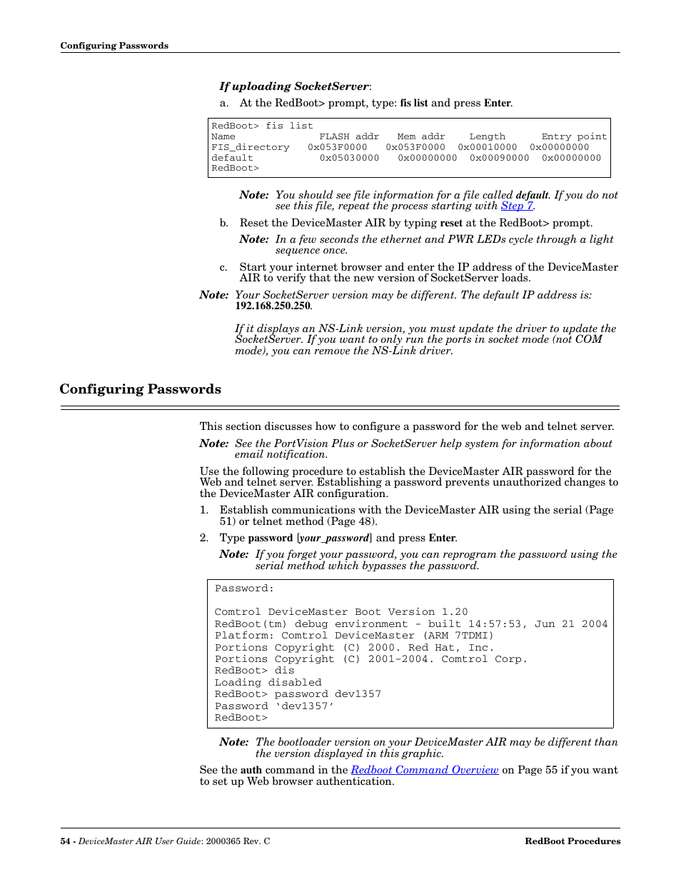 Configuring passwords | Comtrol DM AIR User Manual | Page 54 / 74