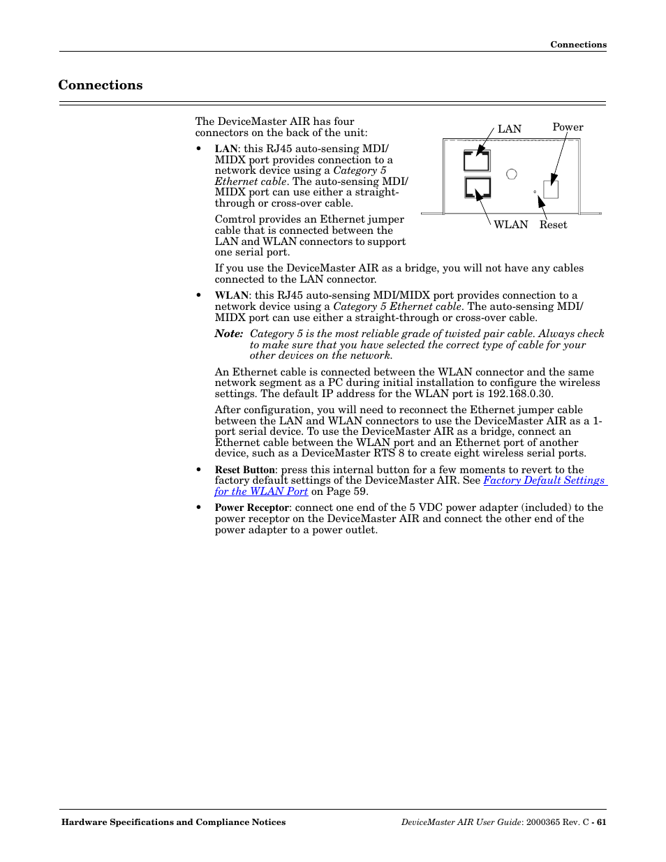 Connections | Comtrol DM AIR User Manual | Page 61 / 74