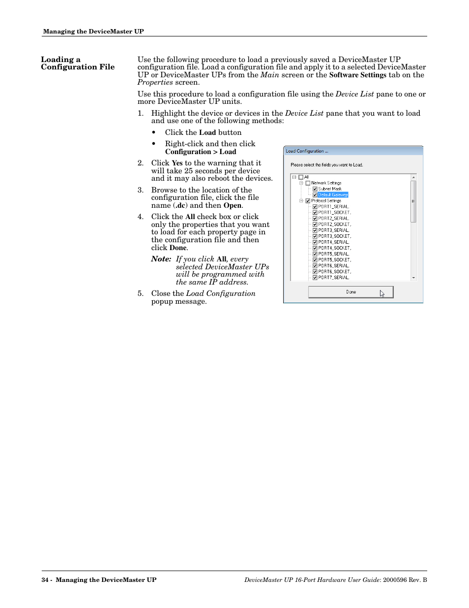 Loading a configuration file | Comtrol UP 16-Port User Manual | Page 34 / 54