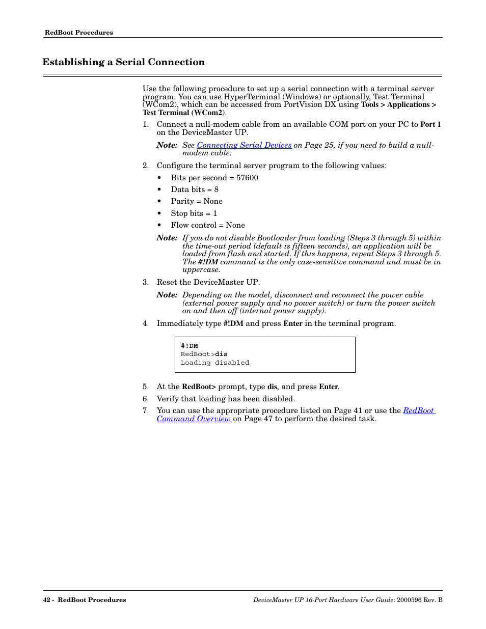 Establishing a serial connection | Comtrol UP 16-Port User Manual | Page 42 / 54