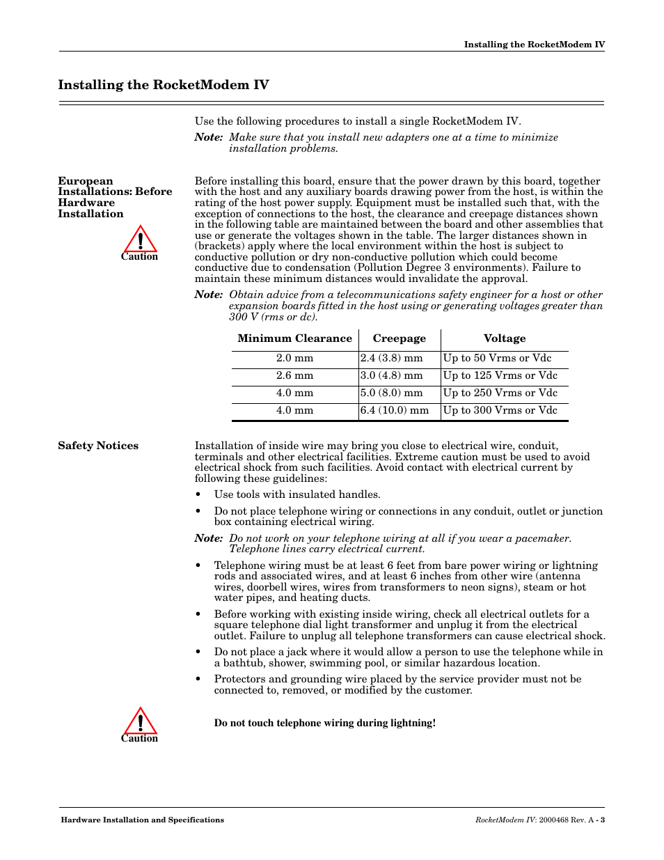 Installing the rocketmodem iv, Safety notices | Comtrol RM-4 User Manual | Page 3 / 19