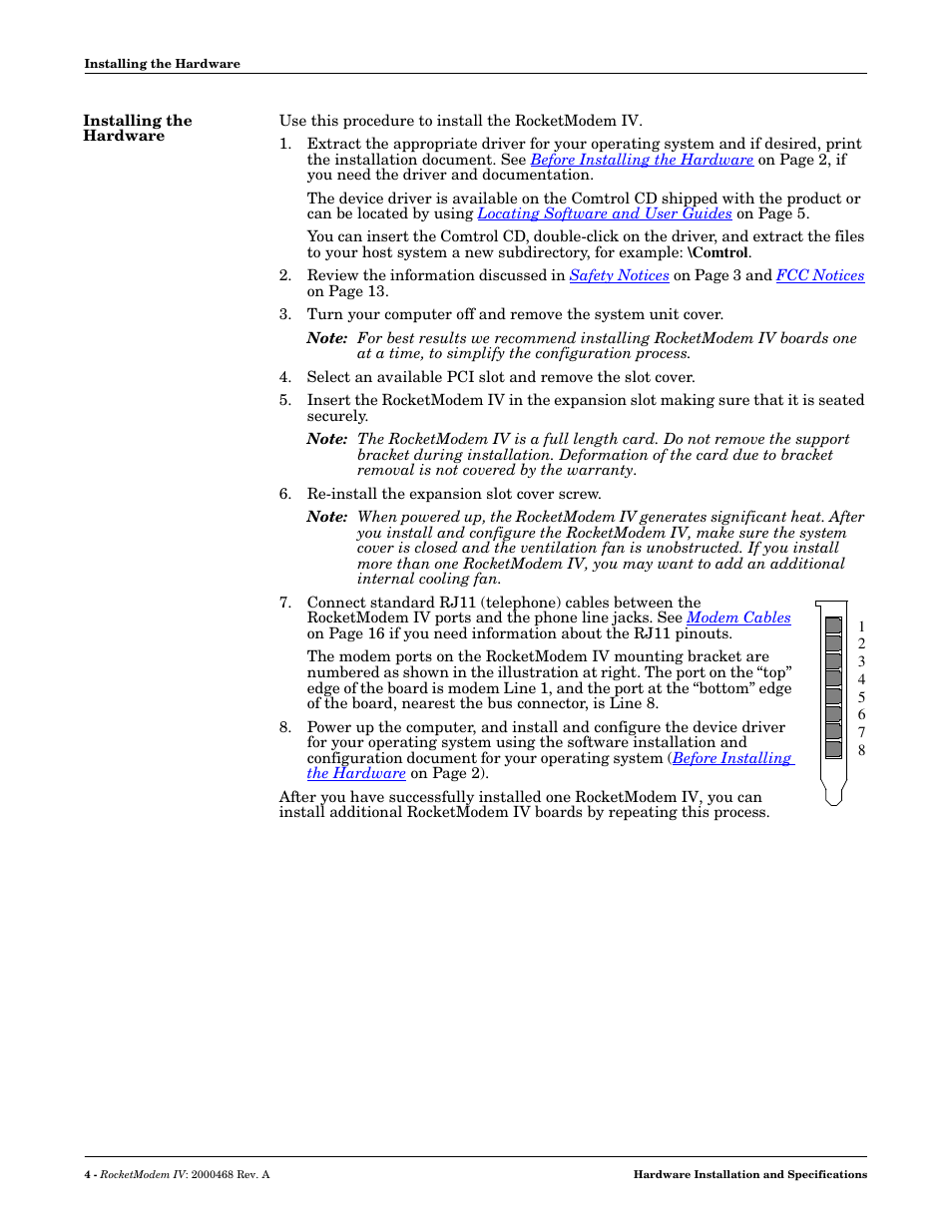 Installing the hardware | Comtrol RM-4 User Manual | Page 4 / 19