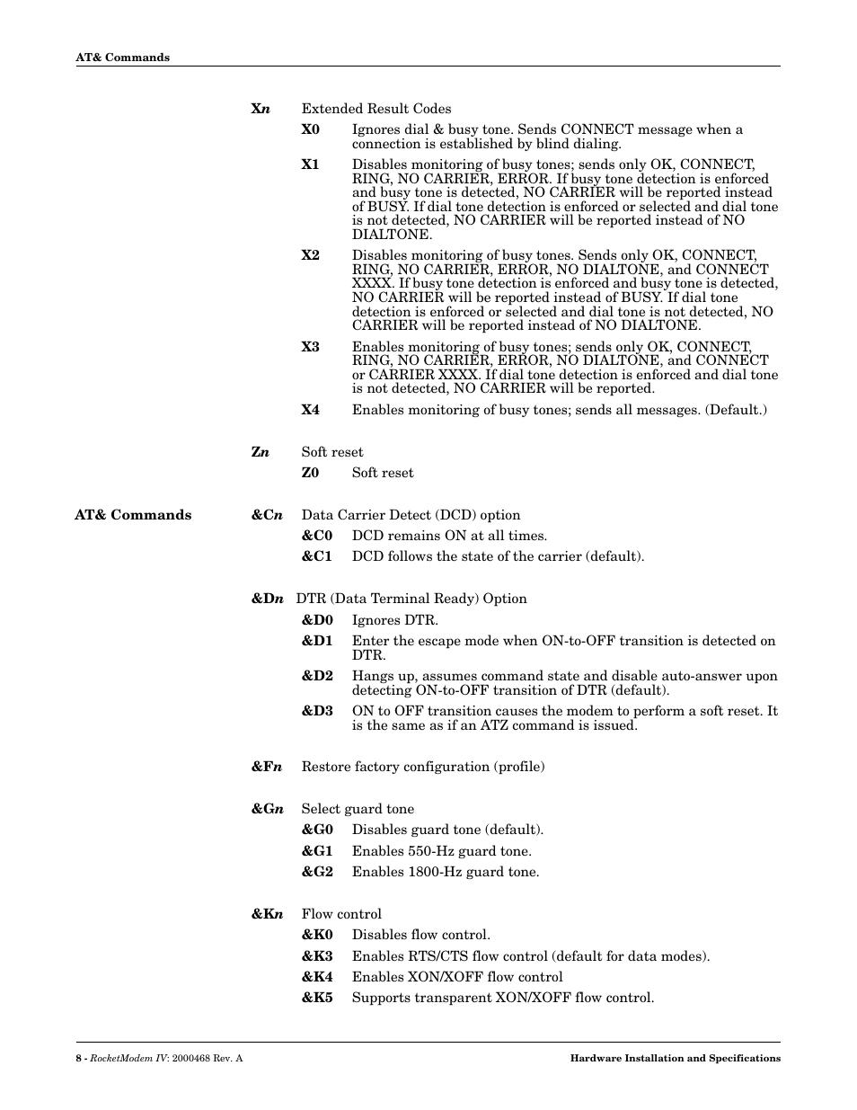 At& commands | Comtrol RM-4 User Manual | Page 8 / 19