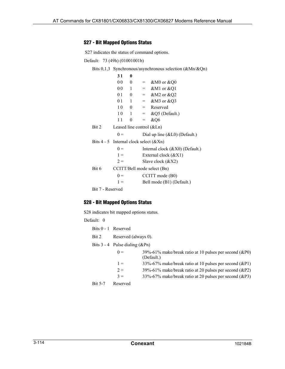 S23 - general bit mapped options status, S24 - sleep inactivity timer, S25 - delay to dtr off | S26 - rts to cts delay | Comtrol AT Commands User Manual | Page 140 / 206