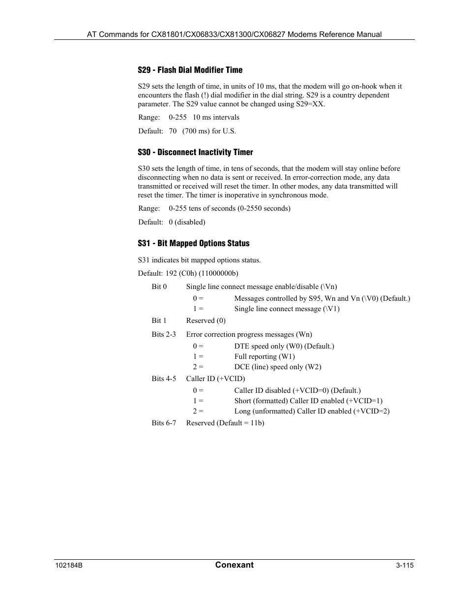 S27 - bit mapped options status, S28 - bit mapped options status | Comtrol AT Commands User Manual | Page 141 / 206