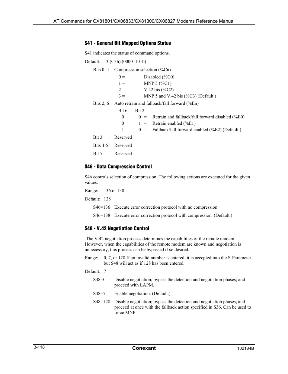 S39 - flow control bit mapped options status, S40 - general bit mapped options status | Comtrol AT Commands User Manual | Page 144 / 206