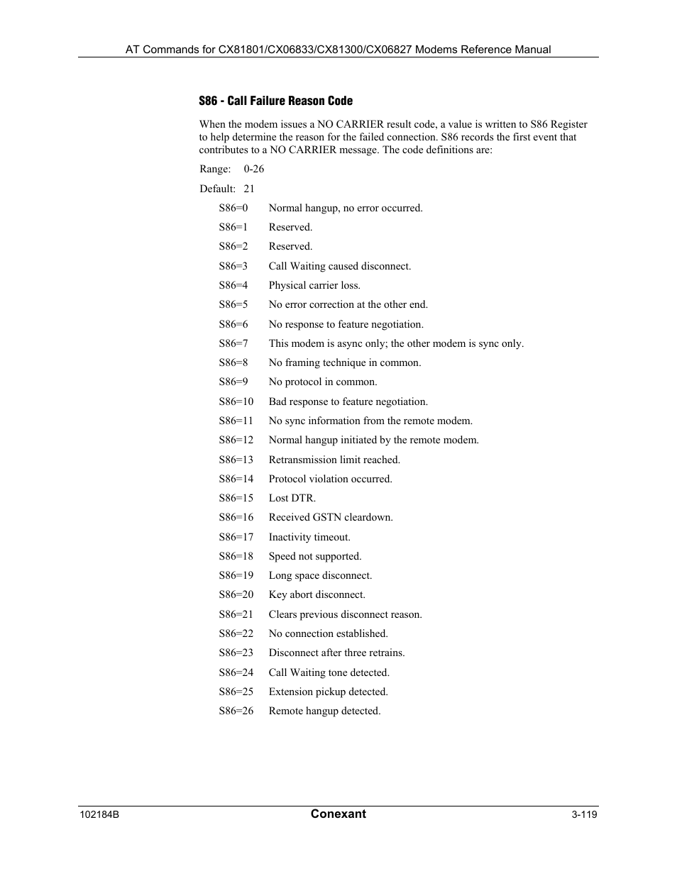 S41 - general bit mapped options status, S46 - data compression control, S48 - v.42 negotiation control | Comtrol AT Commands User Manual | Page 145 / 206