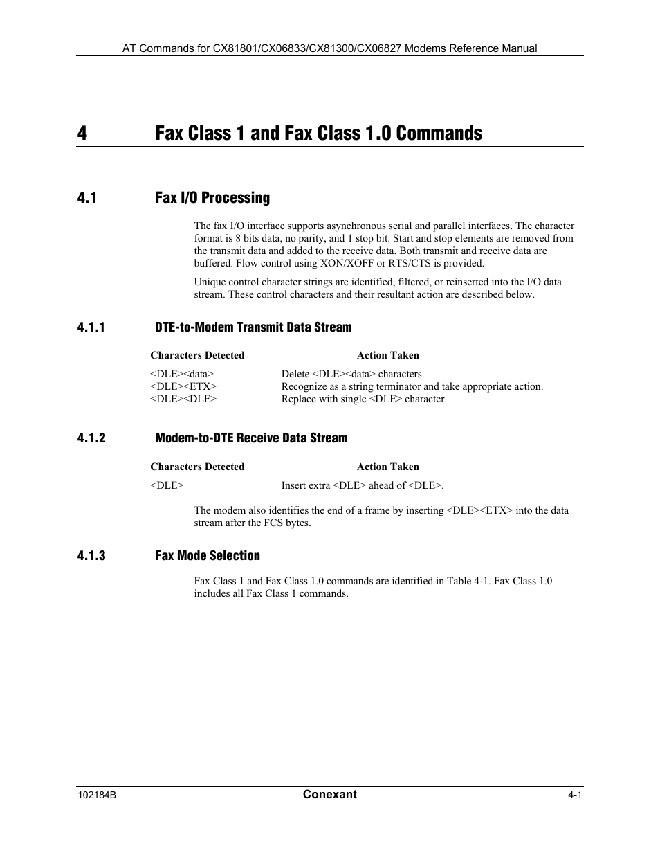 4fax class 1 and fax class 1.0 commands, 1 fax i/o processing | Comtrol AT Commands User Manual | Page 155 / 206