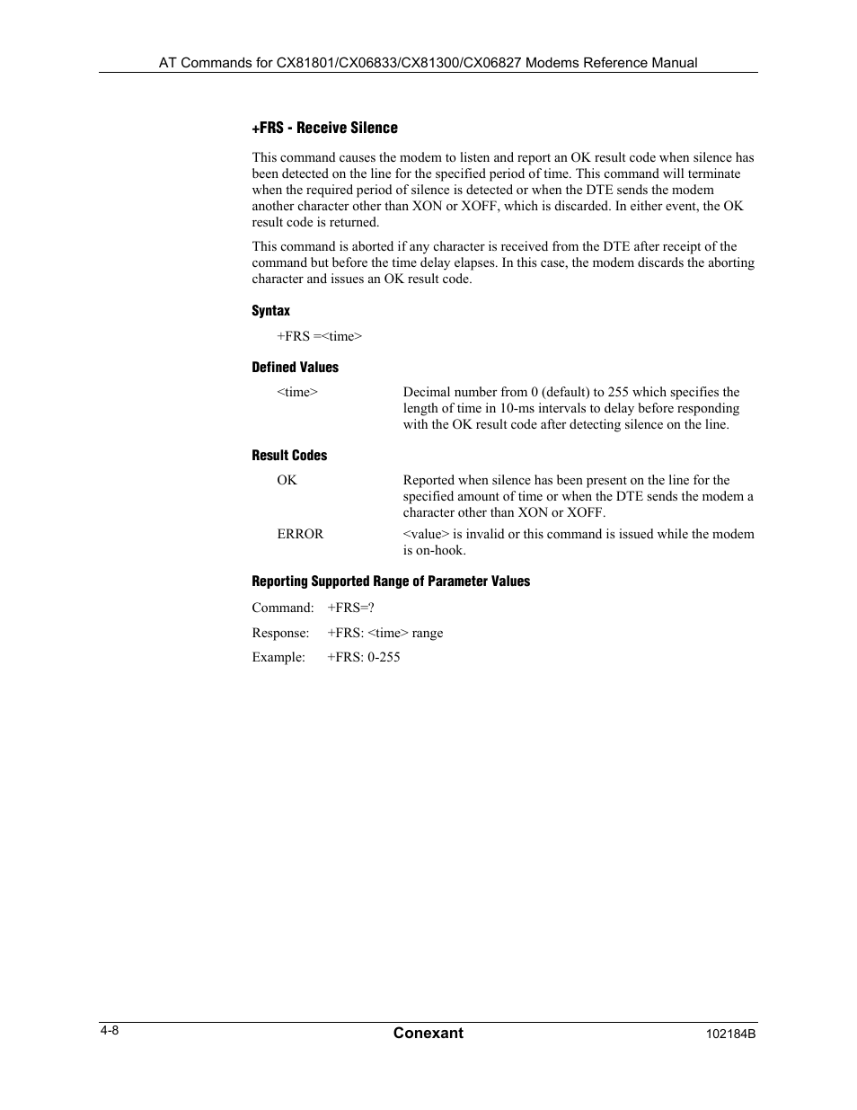 Commands and parameters, Mode entry commands, Fclass=1 - select facsimile class 1 mode | Fclass=1.0 - select facsimile class 1.0 mode, Mode commands, Faa - auto answer enable, Syntax, Defined values | Comtrol AT Commands User Manual | Page 162 / 206