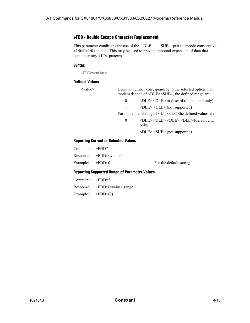 Service class 1 parameters, Far - adaptive reception control, Write syntax | Defined values, Reporting current or selected values, Reporting supported range of parameter values | Comtrol AT Commands User Manual | Page 169 / 206