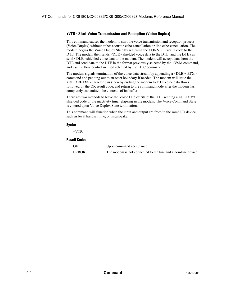 Voice commands, Configuration commands, Fclass=8 - select voice mode | Vnh - automatic hang-up control, Syntax, Defined values | Comtrol AT Commands User Manual | Page 182 / 206