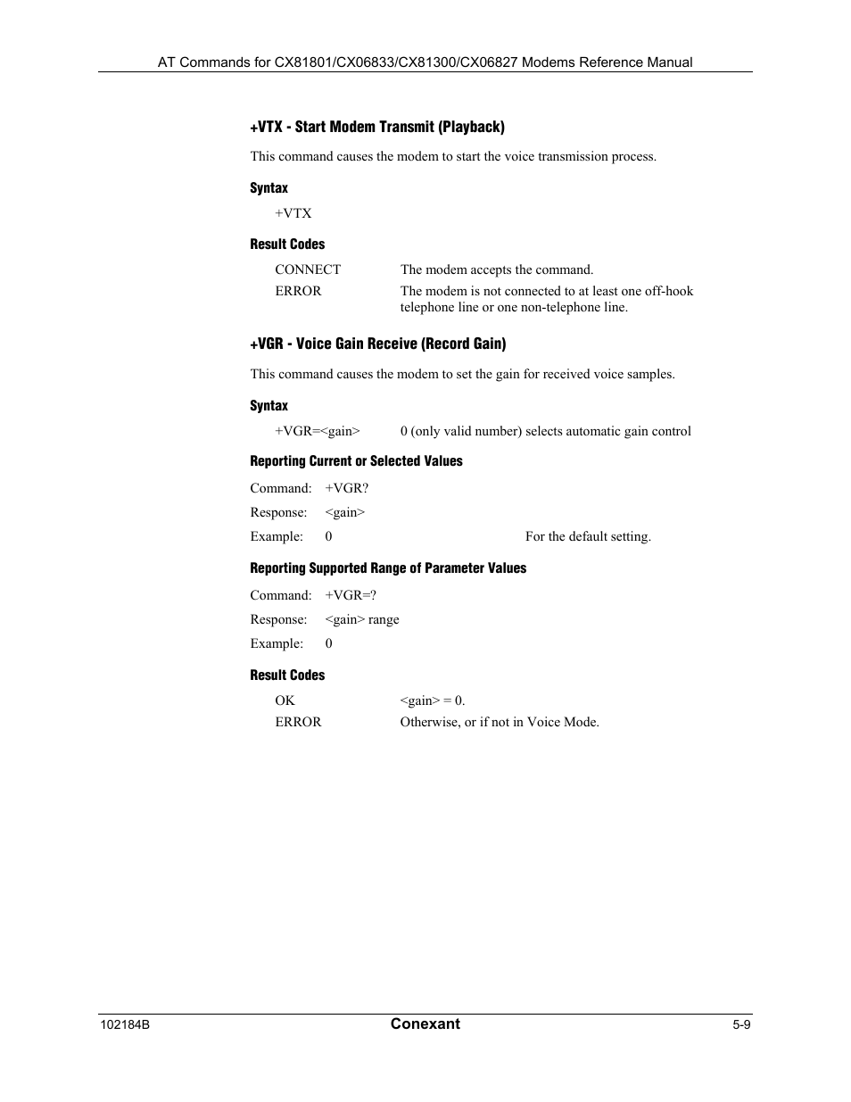 Vts - send voice tone(s), Syntax, Defined values | Comtrol AT Commands User Manual | Page 185 / 206