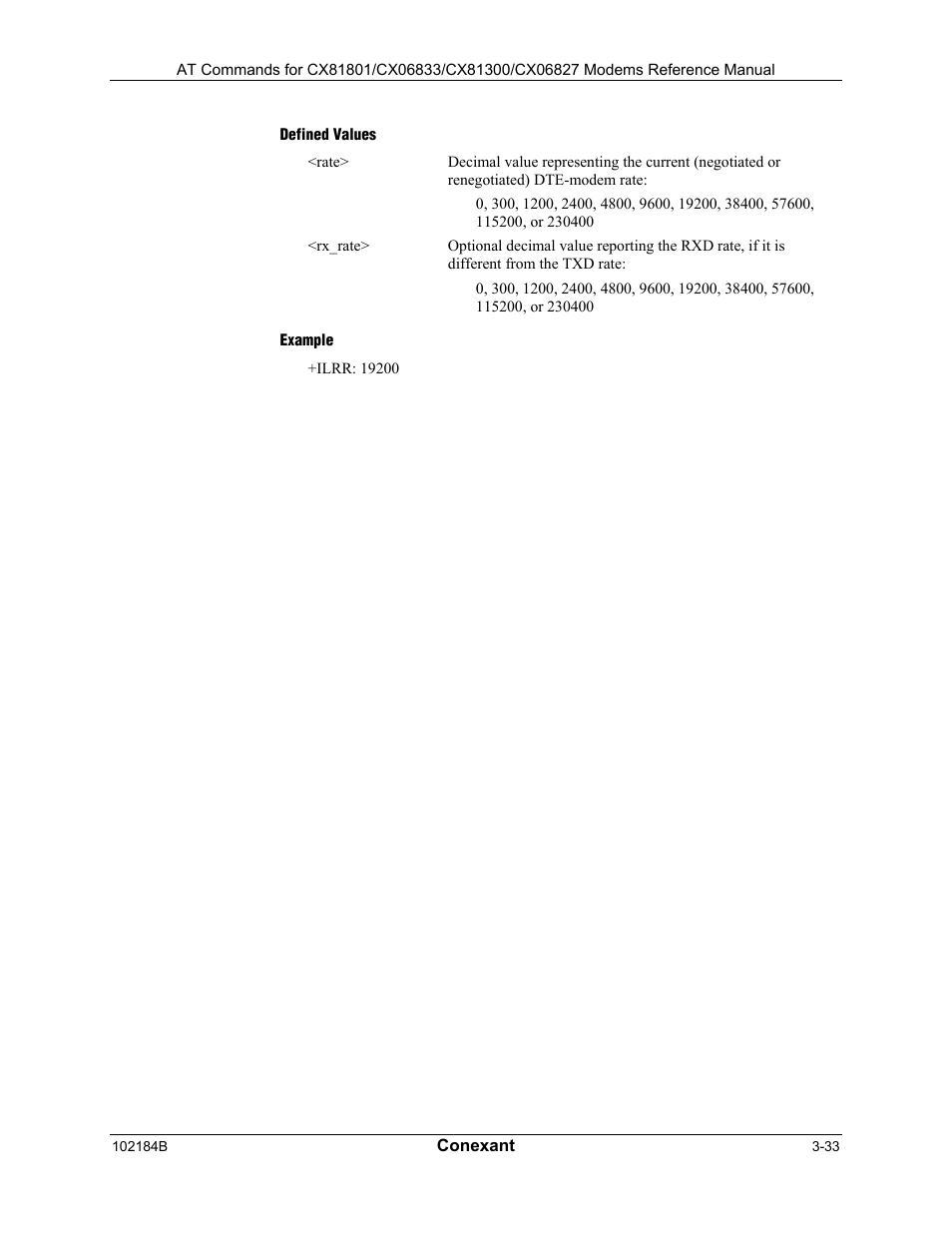 Defined values, Example | Comtrol AT Commands User Manual | Page 59 / 206