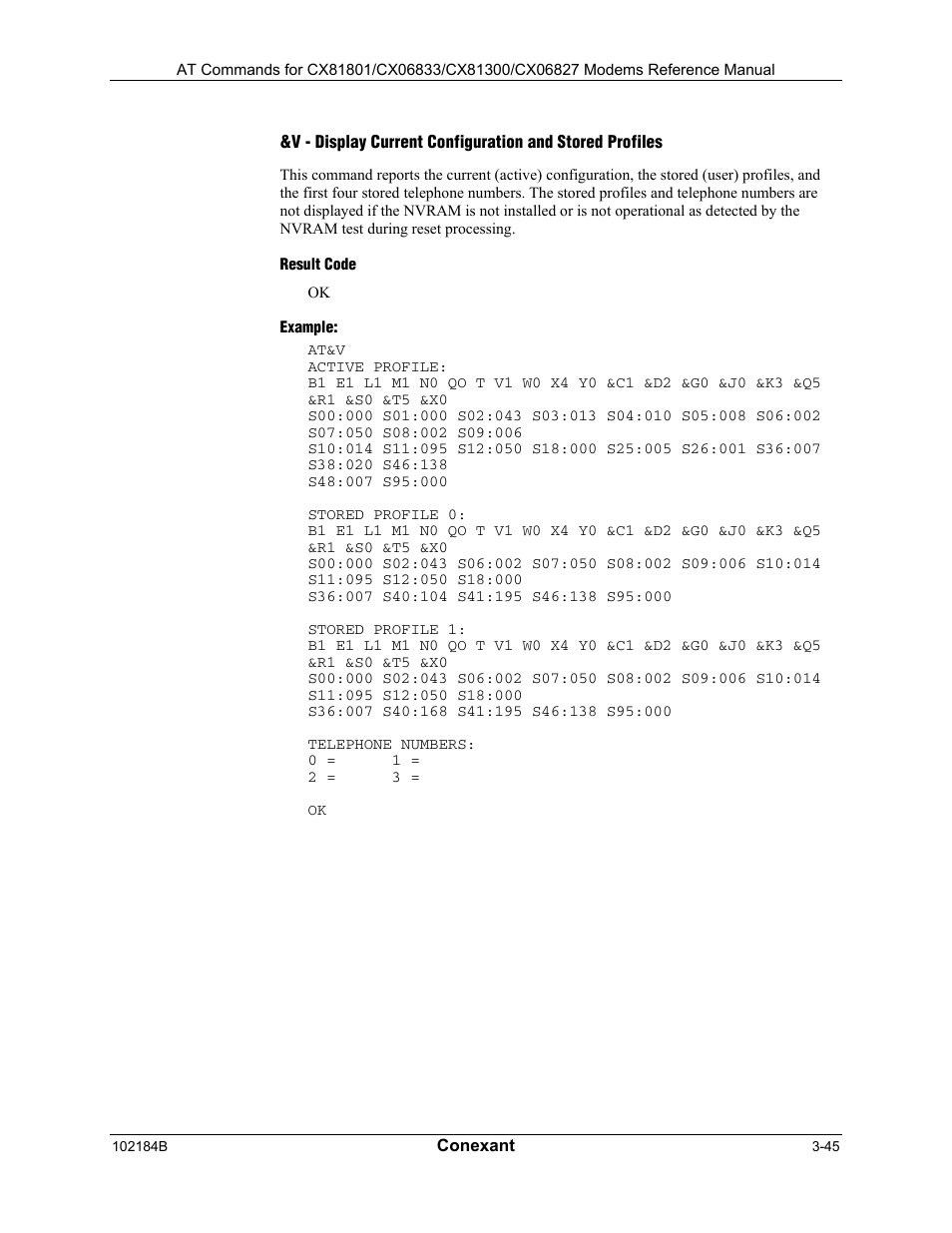 Result code, Example | Comtrol AT Commands User Manual | Page 71 / 206