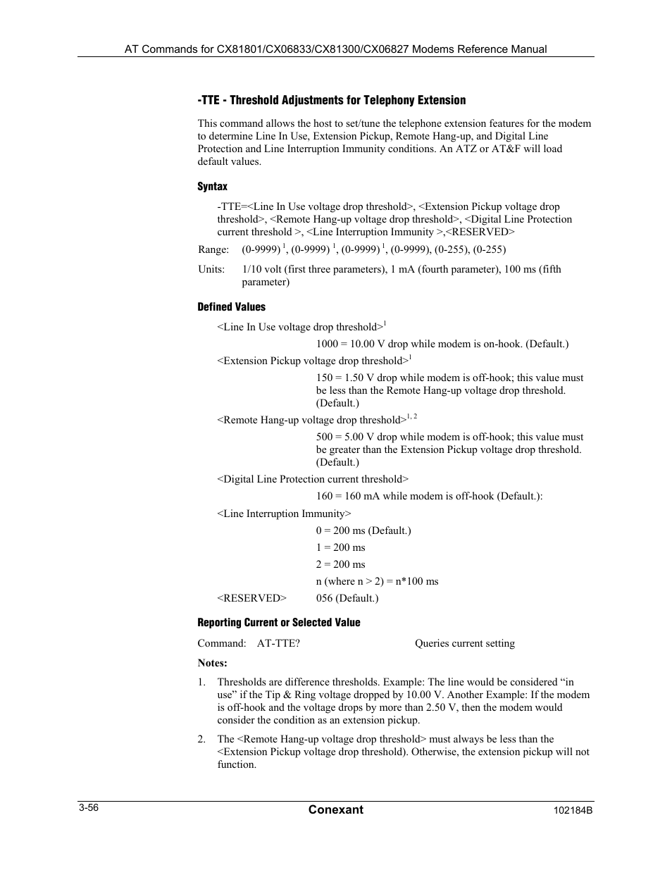 Syntax, Defined values, Reporting current or selected value | Comtrol AT Commands User Manual | Page 82 / 206