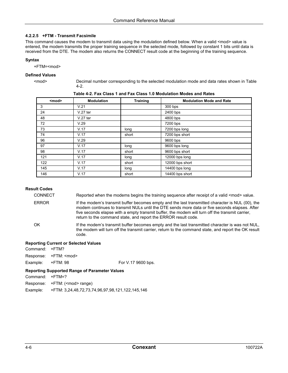Conexant | Comtrol AT Commands for SmartACFL User Manual | Page 112 / 172