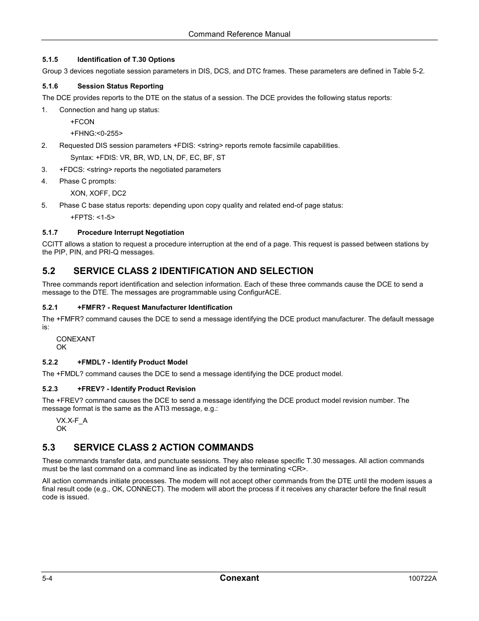 2 service class 2 identification and selection, 3 service class 2 action commands | Comtrol AT Commands for SmartACFL User Manual | Page 126 / 172