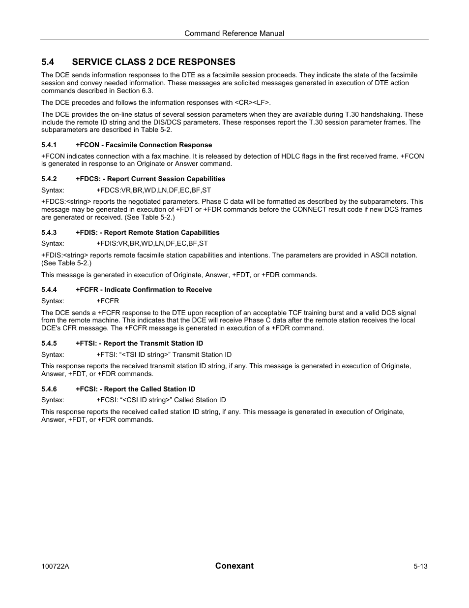 4 service class 2 dce responses | Comtrol AT Commands for SmartACFL User Manual | Page 135 / 172