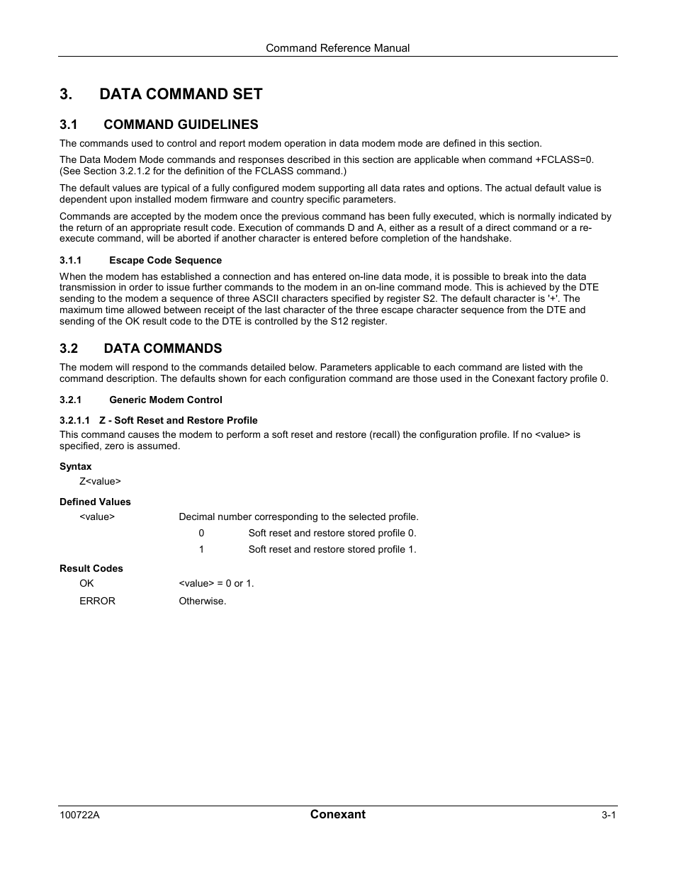Data command set | Comtrol AT Commands for SmartACFL User Manual | Page 21 / 172