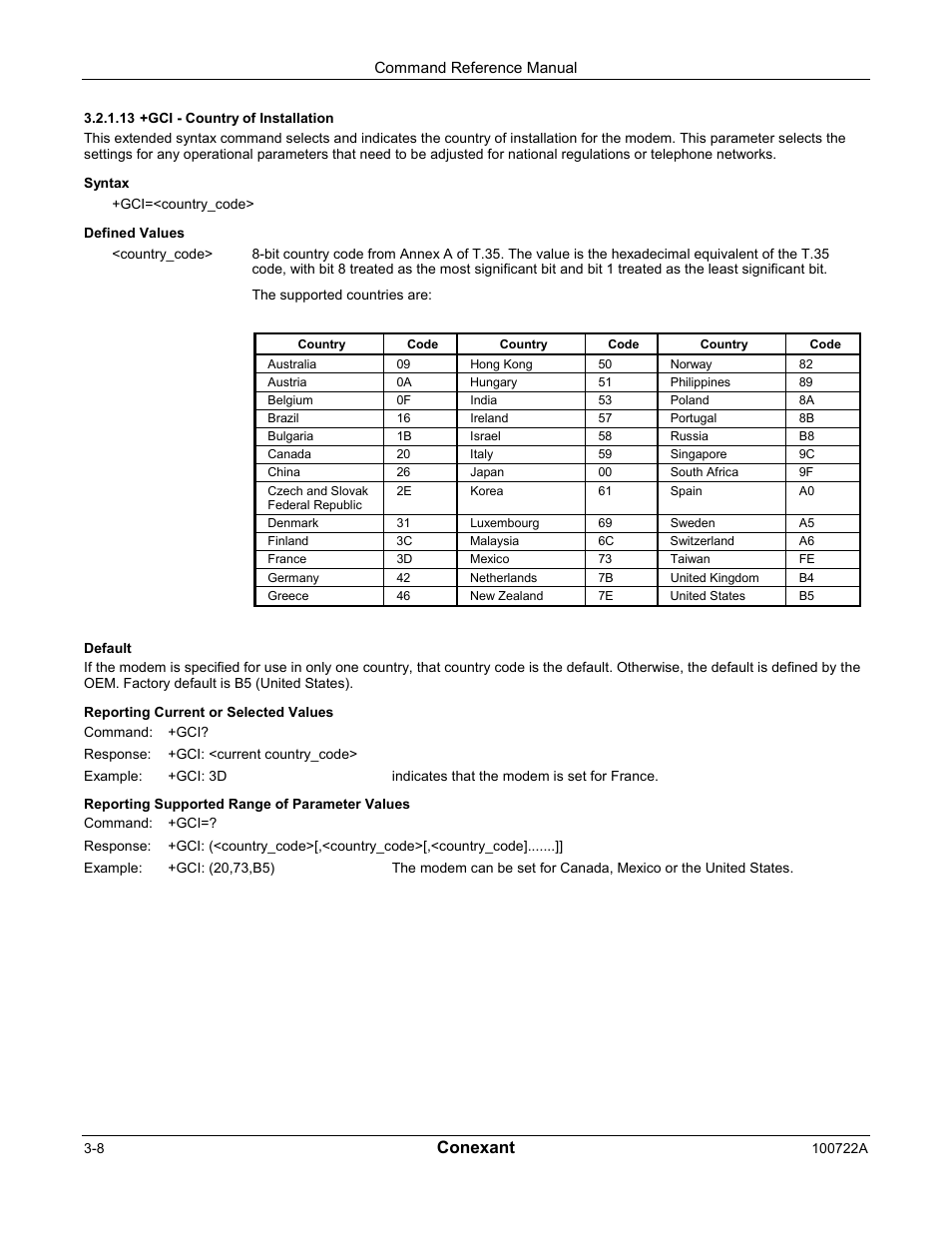 Conexant | Comtrol AT Commands for SmartACFL User Manual | Page 28 / 172