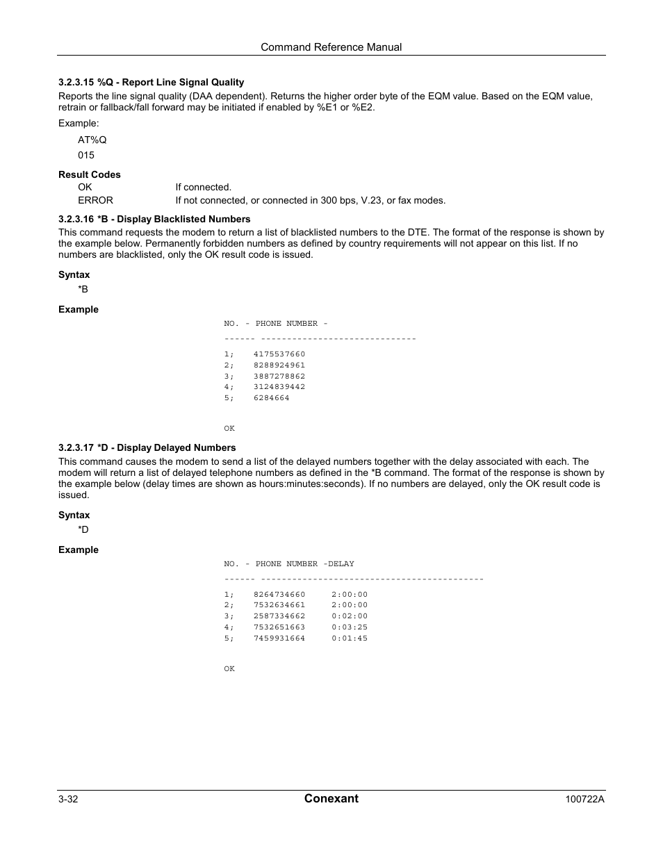 Conexant | Comtrol AT Commands for SmartACFL User Manual | Page 52 / 172