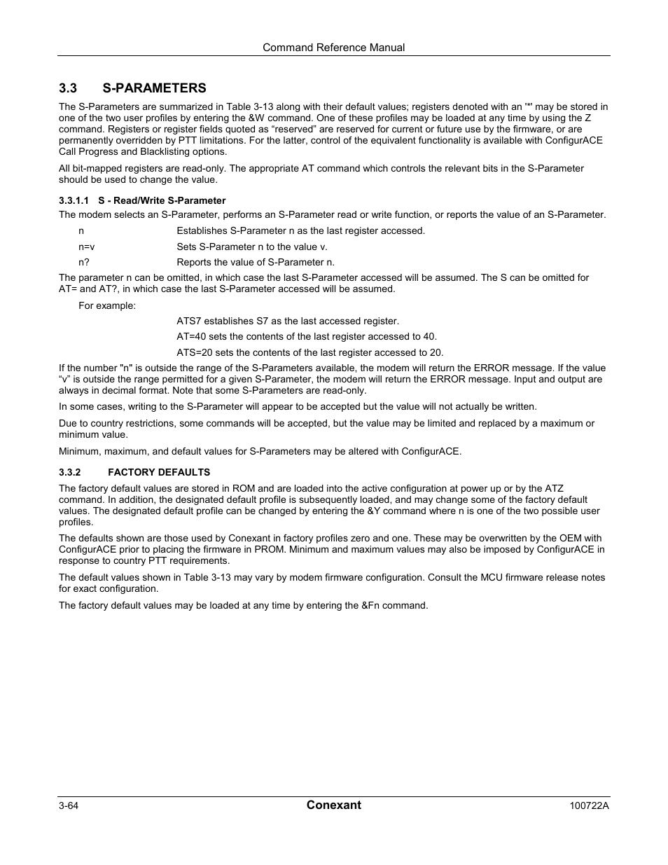3 s-parameters | Comtrol AT Commands for SmartACFL User Manual | Page 84 / 172