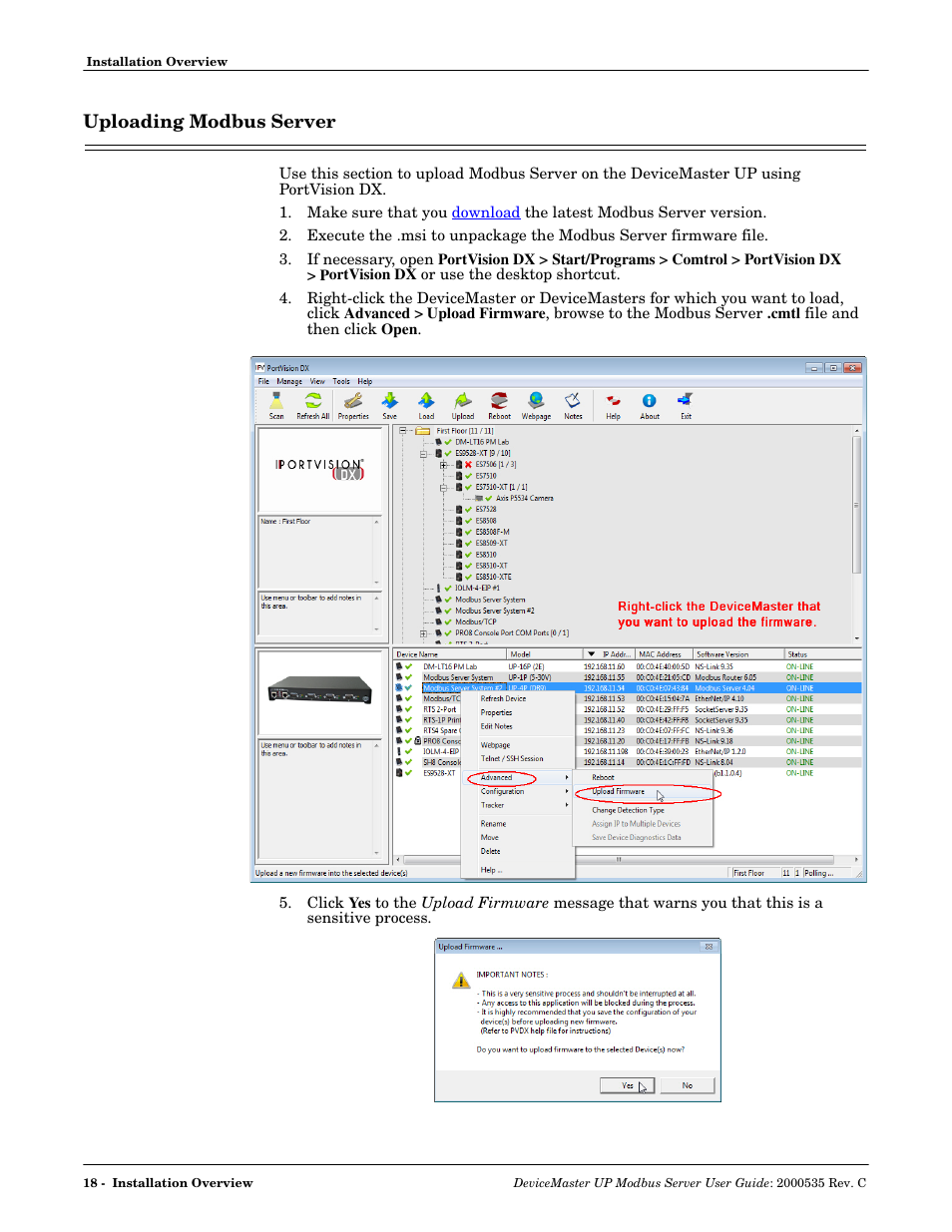 Uploading modbus server | Comtrol Modbus Server User Manual | Page 18 / 40