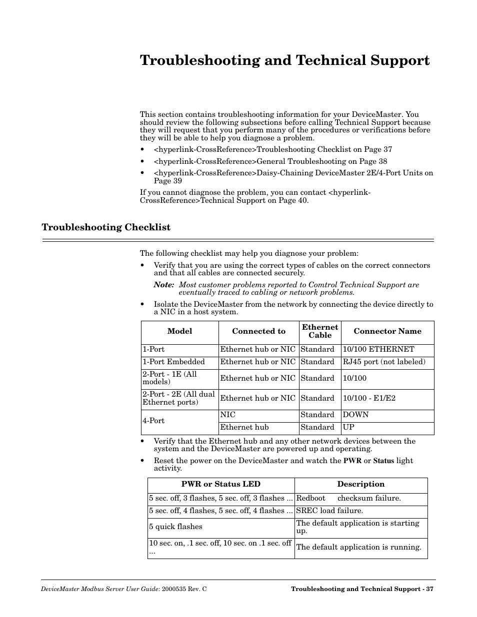 Troubleshooting and technical support, Troubleshooting checklist | Comtrol Modbus Server User Manual | Page 37 / 40