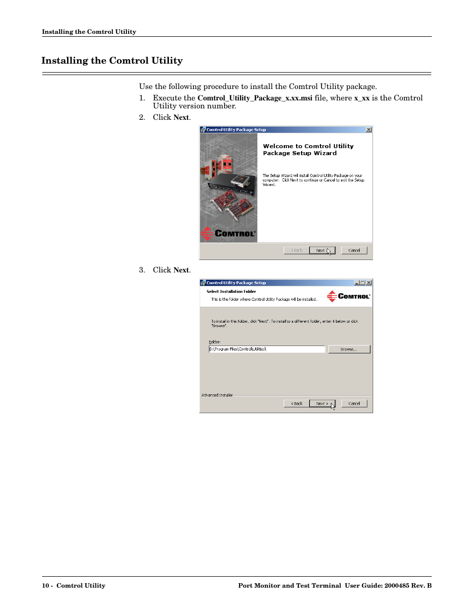 Installing the comtrol utility | Comtrol WCom2 User Manual | Page 10 / 30