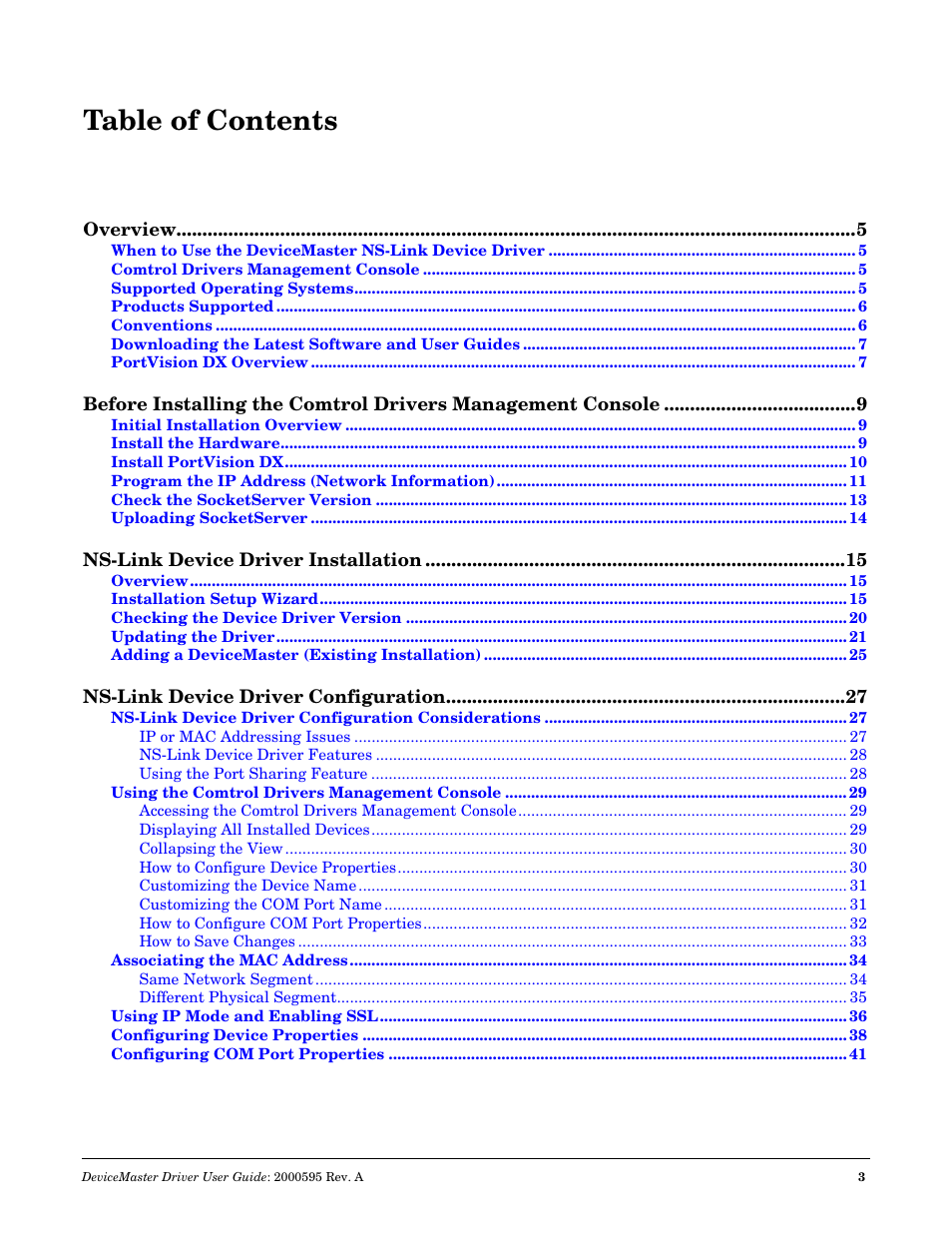 Comtrol DeviceMaster NS-Link User Manual | Page 3 / 88