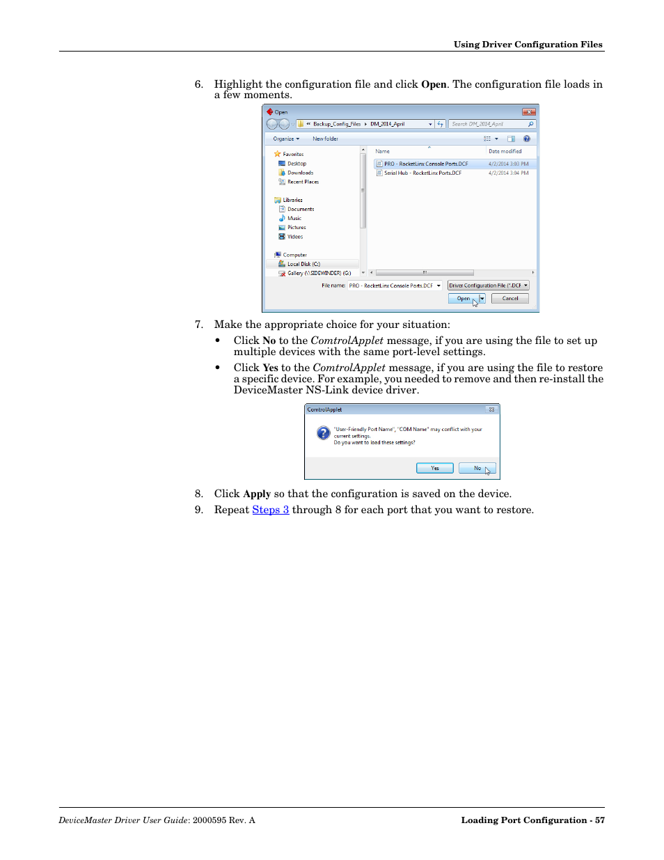 Comtrol DeviceMaster NS-Link User Manual | Page 57 / 88