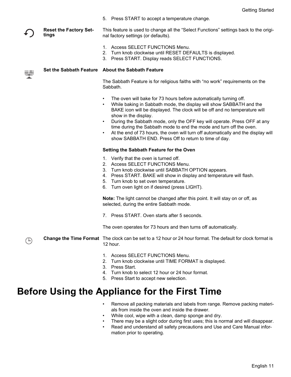 Before using the appliance for the first time | Bosch Gas free-standing Range with Mechanical controls User Manual | Page 13 / 104