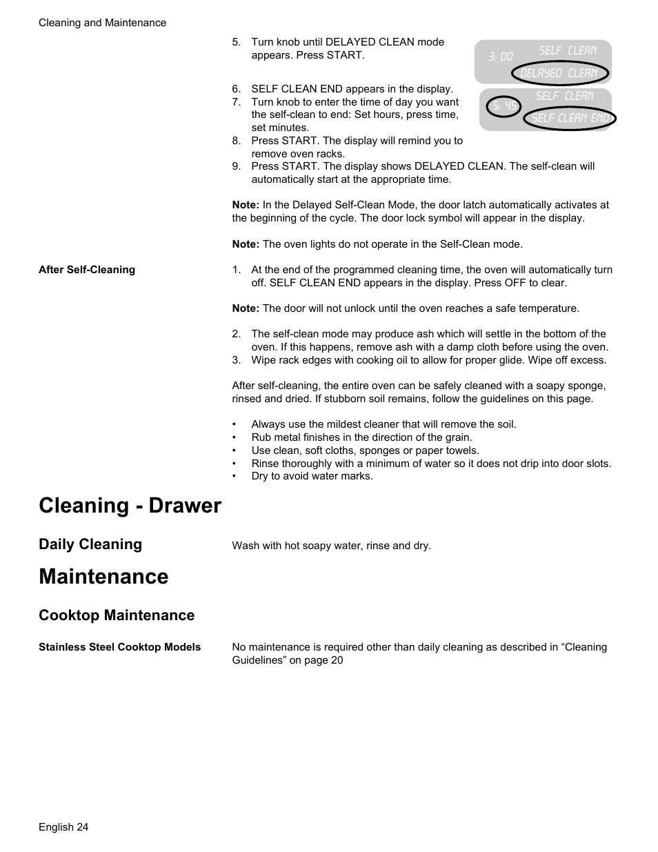 Cleaning - drawer, Maintenance, Daily cleaning | Cooktop maintenance | Bosch Gas free-standing Range with Mechanical controls User Manual | Page 26 / 104