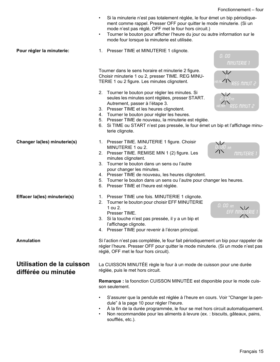 Utilisation de la cuisson différée ou minutée | Bosch Gas free-standing Range with Mechanical controls User Manual | Page 49 / 104