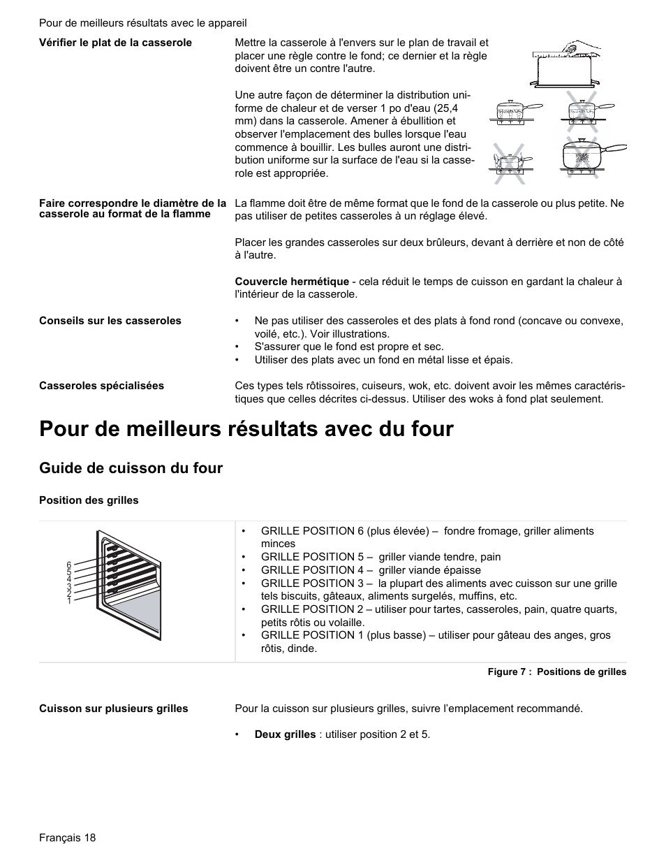 Pour de meilleurs résultats avec du four, Guide de cuisson du four | Bosch Gas free-standing Range with Mechanical controls User Manual | Page 52 / 104