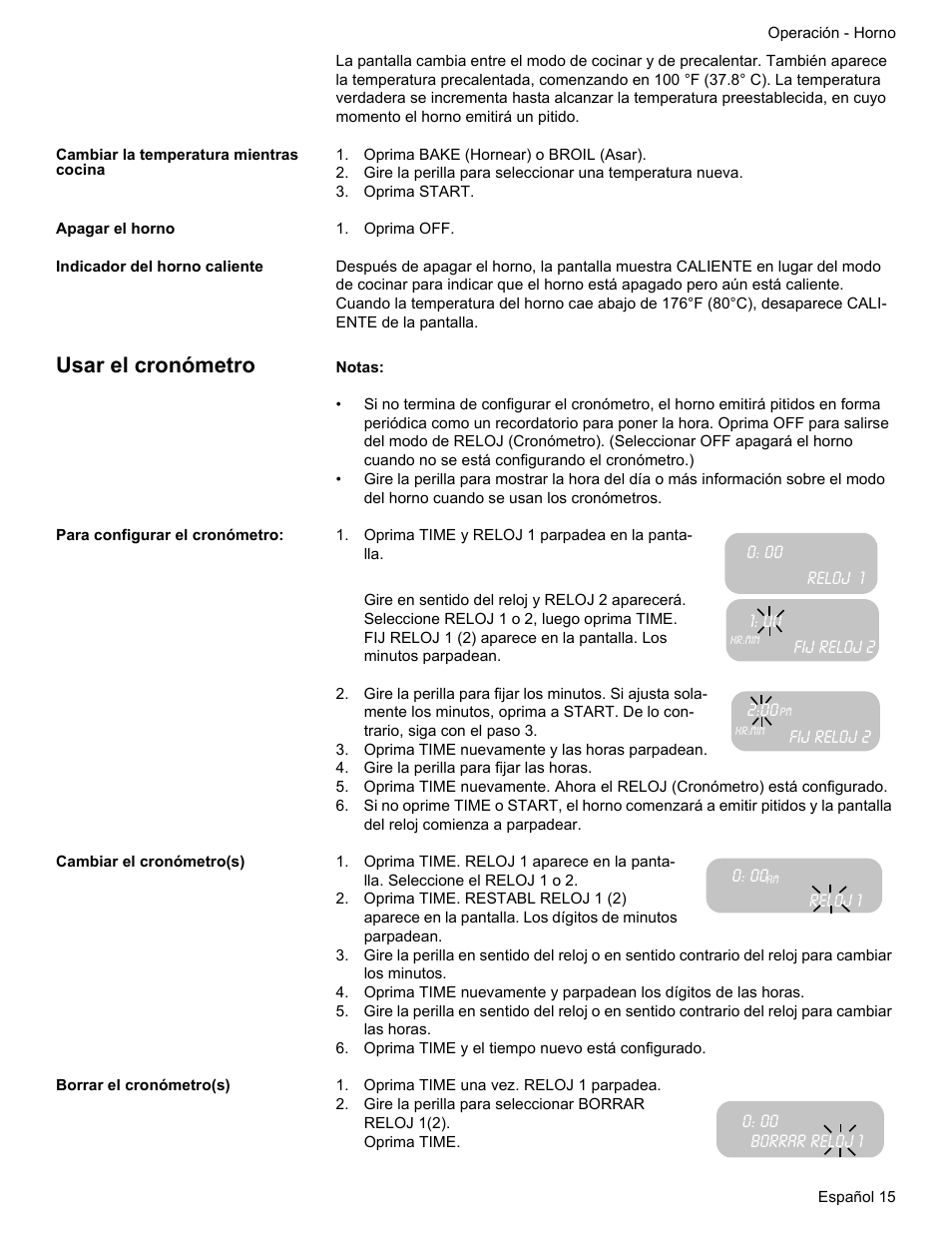 Usar el cronómetro | Bosch Gas free-standing Range with Mechanical controls User Manual | Page 83 / 104