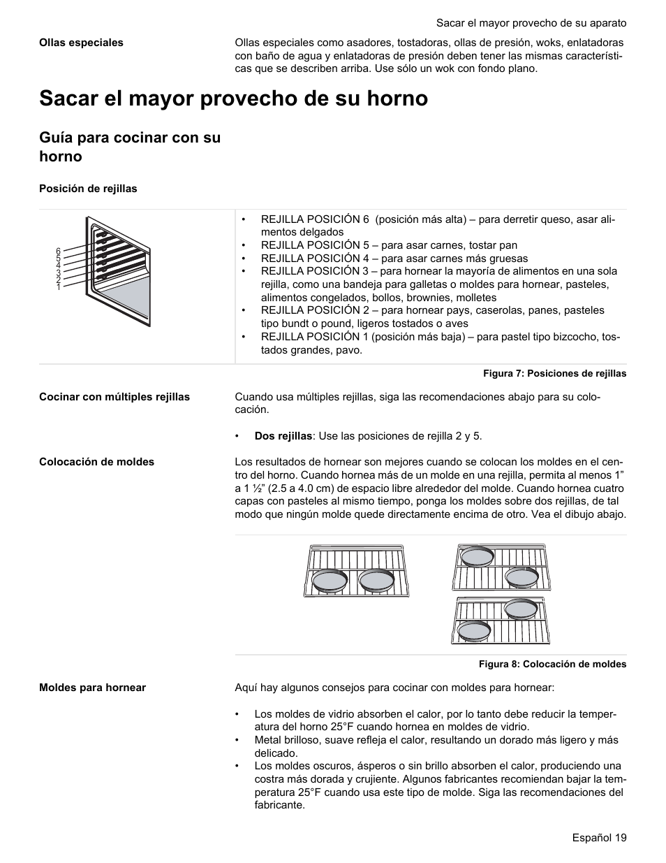 Sacar el mayor provecho de su horno, Guía para cocinar con su horno | Bosch Gas free-standing Range with Mechanical controls User Manual | Page 87 / 104