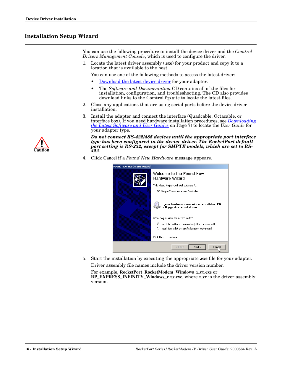 Installation setup wizard | Comtrol Rocket Port User Manual | Page 10 / 66