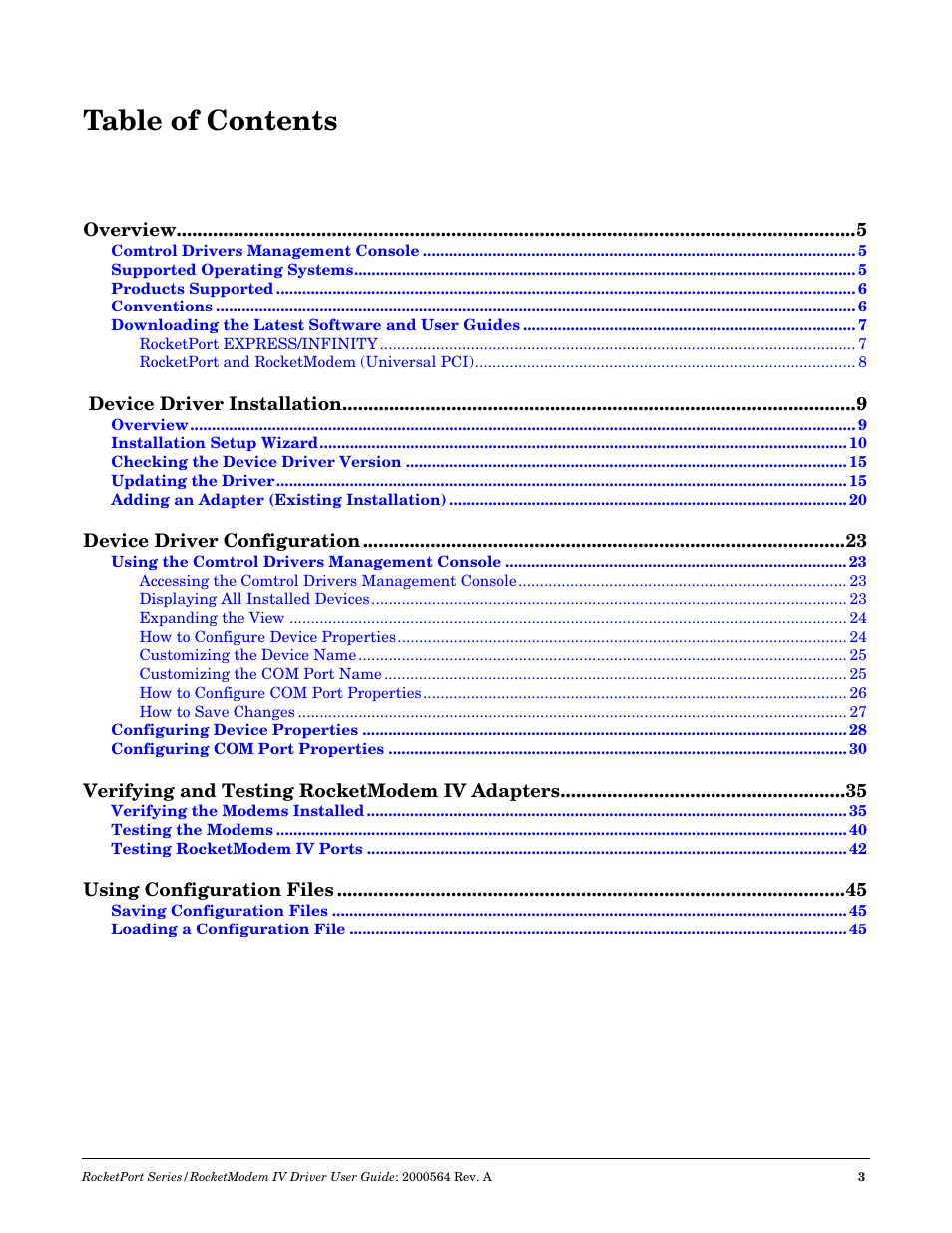 Comtrol Rocket Port User Manual | Page 3 / 66