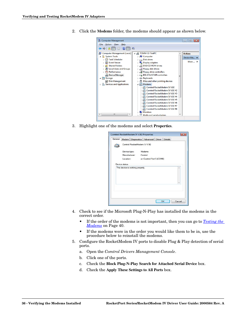 Comtrol Rocket Port User Manual | Page 36 / 66