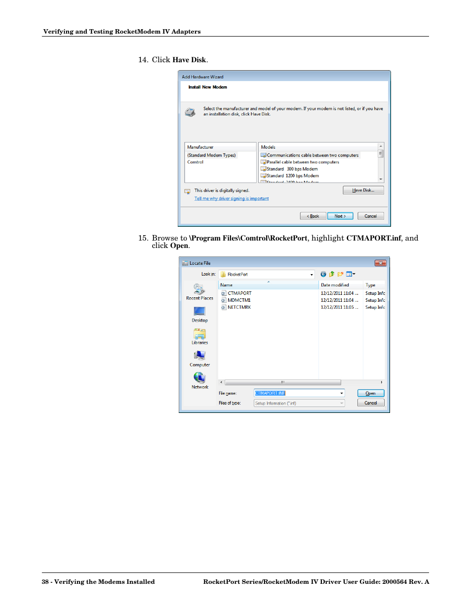 Comtrol Rocket Port User Manual | Page 38 / 66