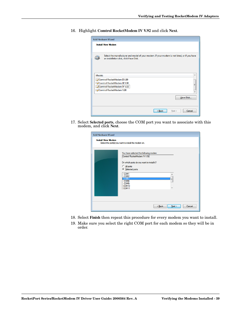 Comtrol Rocket Port User Manual | Page 39 / 66