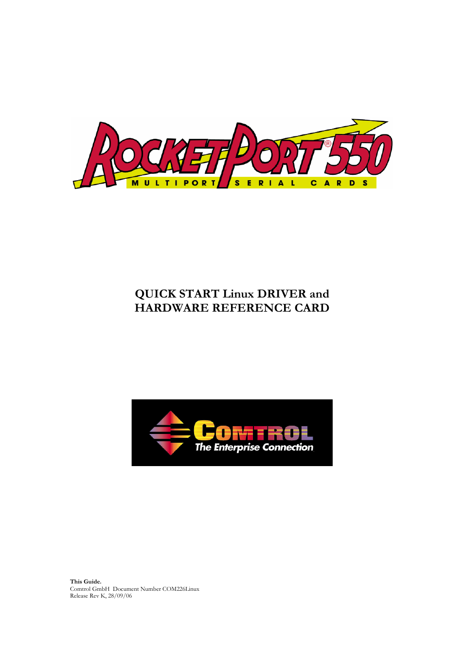 Comtrol RocketPort 550 uPCI Linux User Manual | 22 pages