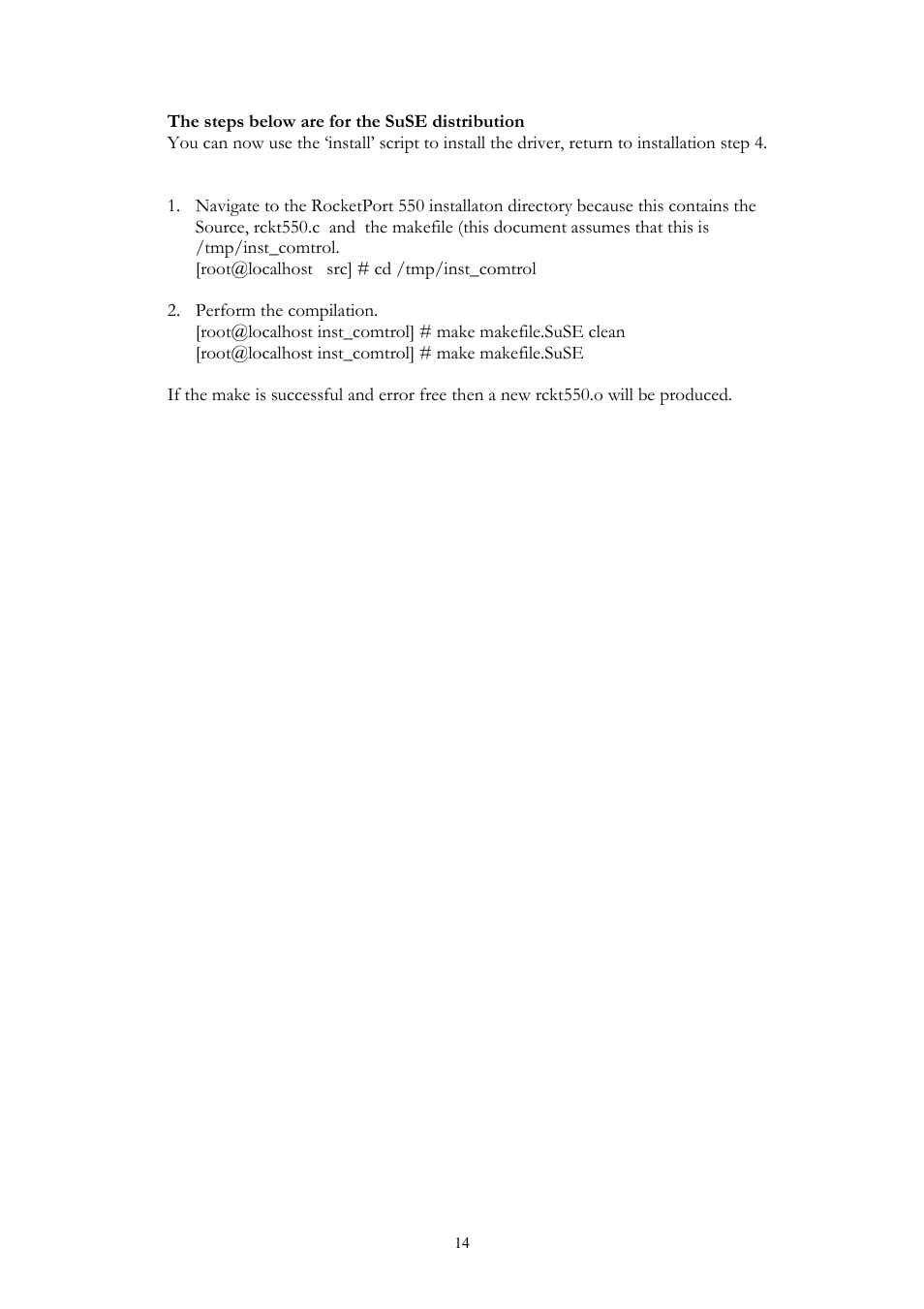 Comtrol RocketPort 550 uPCI Linux User Manual | Page 14 / 22