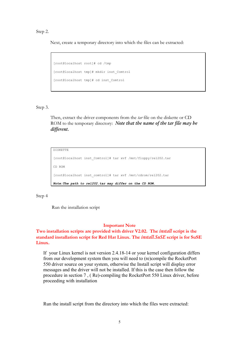 Comtrol RocketPort 550 uPCI Linux User Manual | Page 5 / 22