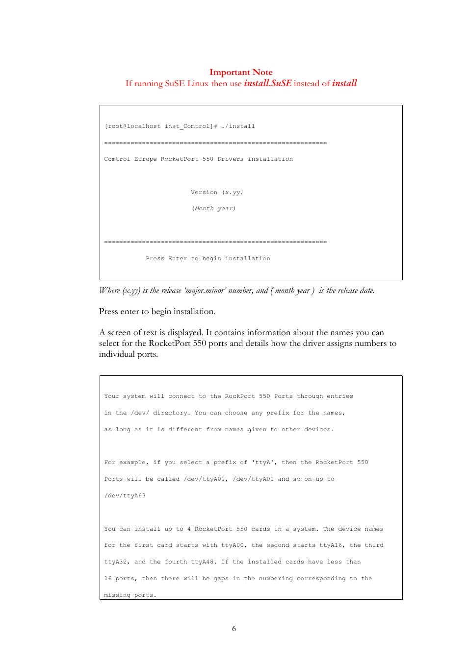 Comtrol RocketPort 550 uPCI Linux User Manual | Page 6 / 22