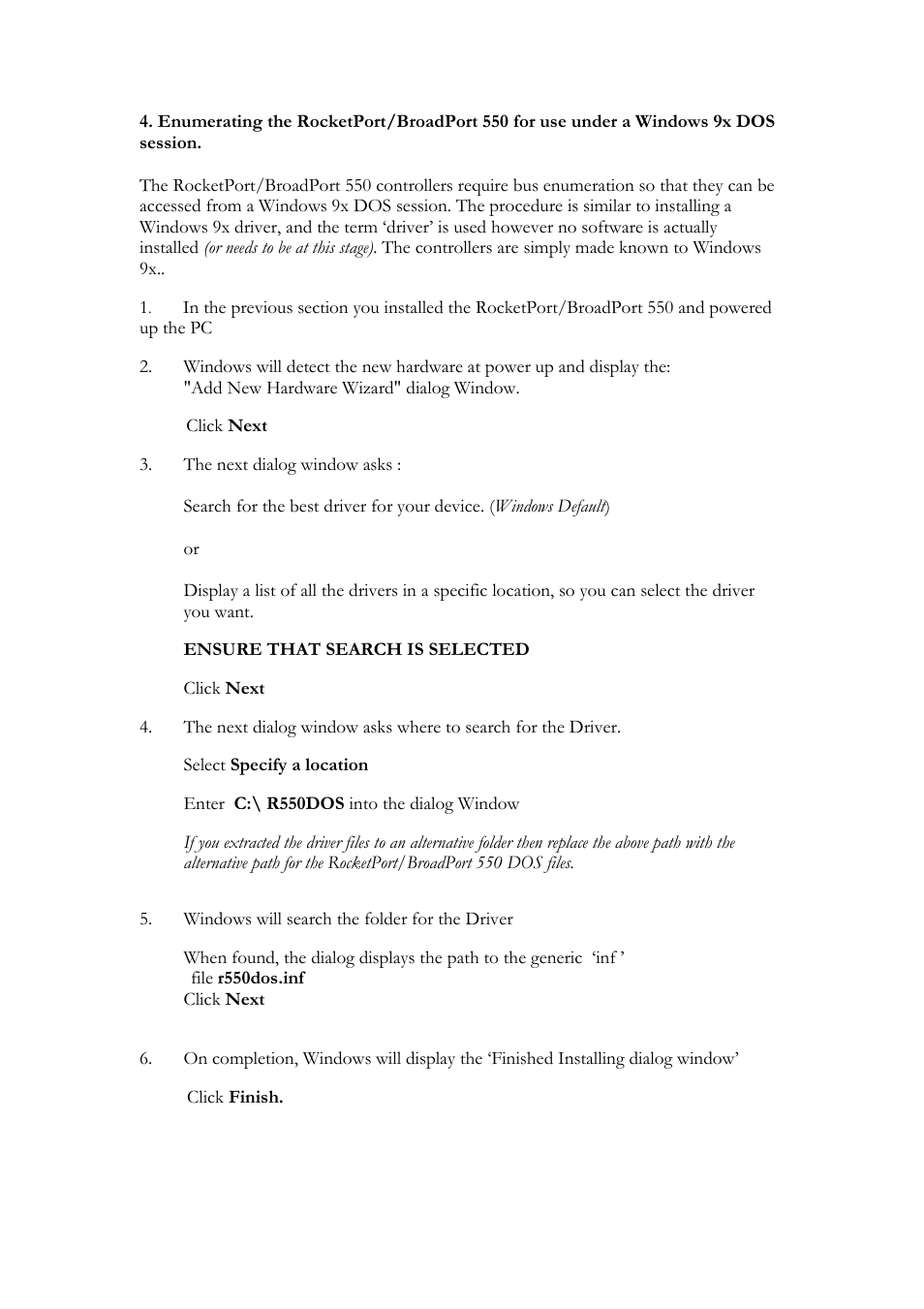 Comtrol RocketPort 550 uPCI MS-DOS User Manual | Page 5 / 18