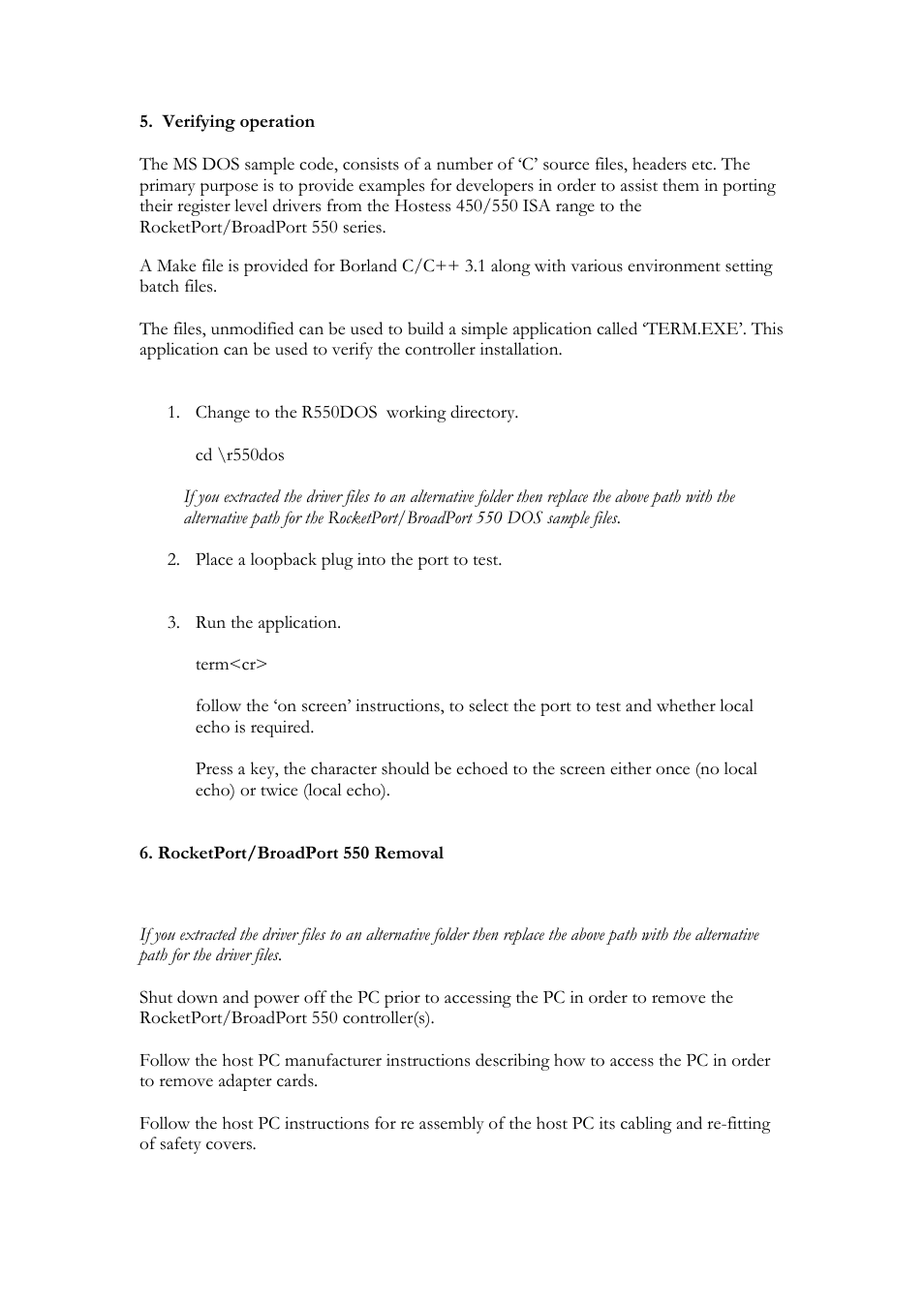 Comtrol RocketPort 550 uPCI MS-DOS User Manual | Page 6 / 18