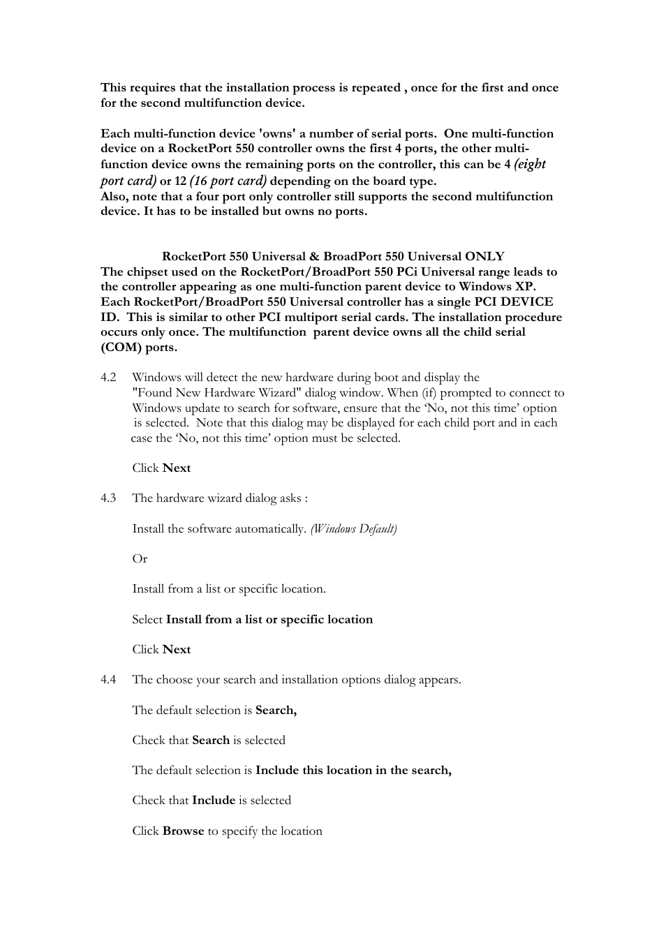 Comtrol RocketPort 550 uPCI Windows XP User Manual | Page 6 / 26