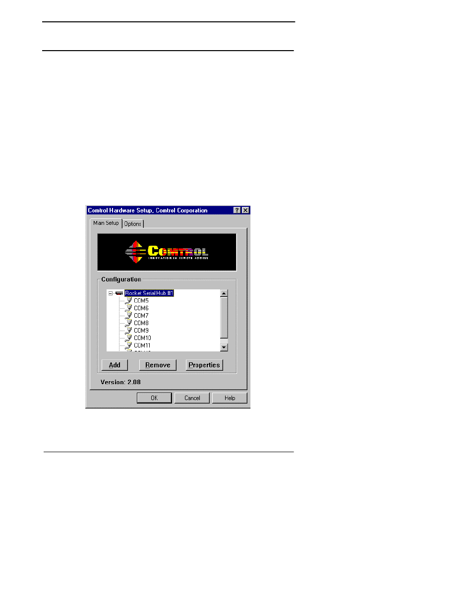 Click the properties button, Make the required changes, Click ok to save the configuration | Changing configuration parameters | Comtrol RocketPort Serial Hub Series User Manual | Page 33 / 88